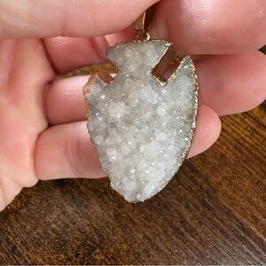 Gold-Trimmed Crystal Pendant Necklace